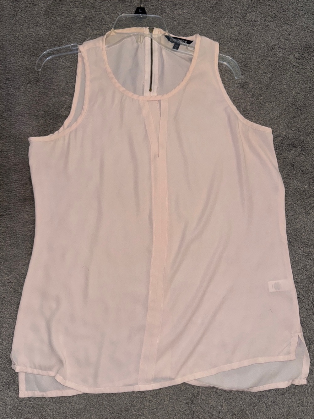 Express Women's Pink Solid Round Neck Sleeveless Zip Back Blouse Size L